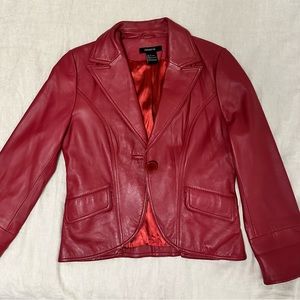 Vintage Red Leather Jacket, size L